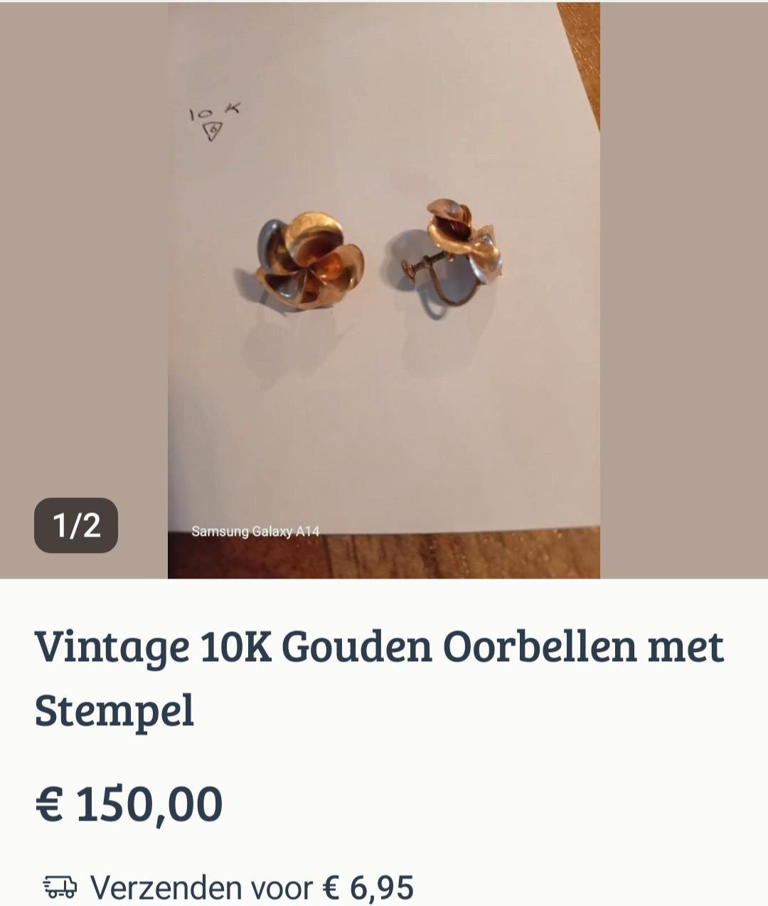 10 k gouden oorbellen met stempel!