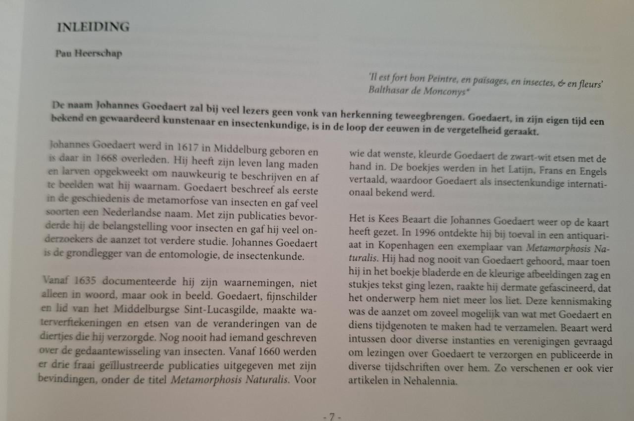 Johannes Goedaert, fijnschilder en entomoloog. Door Kees Beaart e,a,