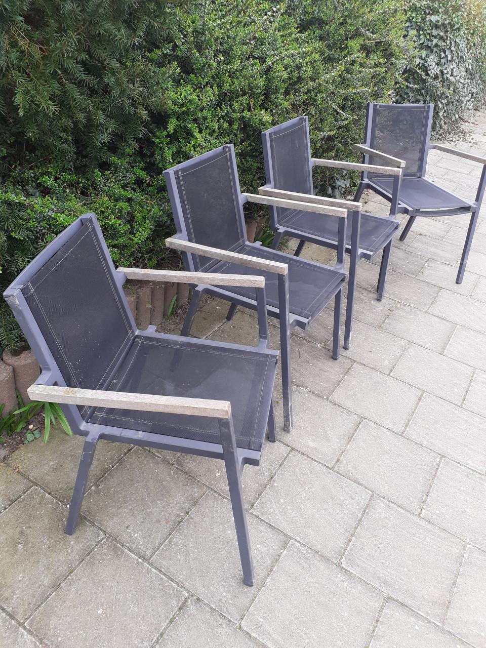 Tuinset terras alu stapel-baar 4 x STOEL 2 x TAFEL klein & groot