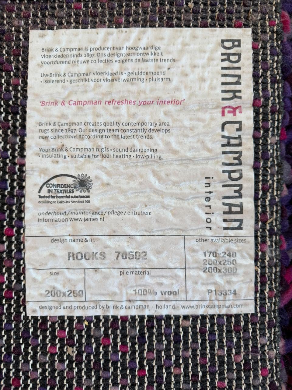 Te koop vloerkleed 250*200 Wol