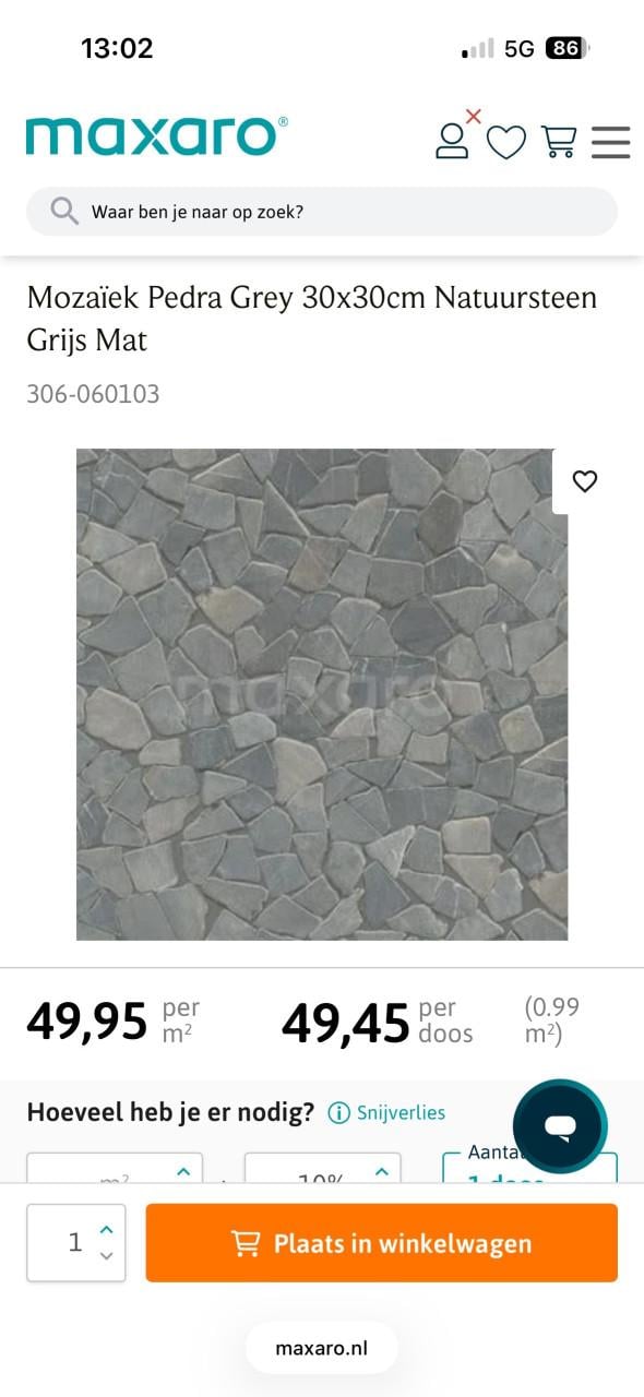 Mozaiek tegels natuursteen 6m2