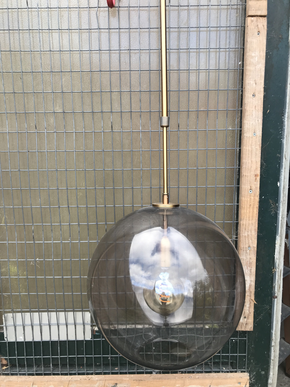 Vintage Rookglas Bollamp Hanglamp