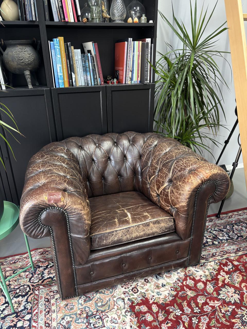 Leren Chesterfield fauteuil