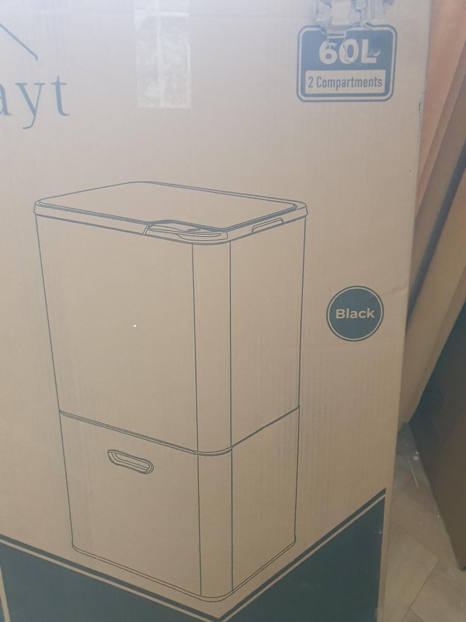 Bayt Prullenbak 60 l • 2 vakken • zwart • vuilnisbak • beschadigd