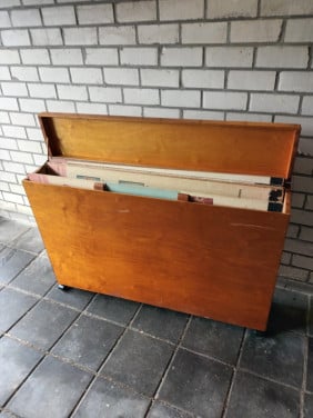 17 vintage lesplaten met koffer