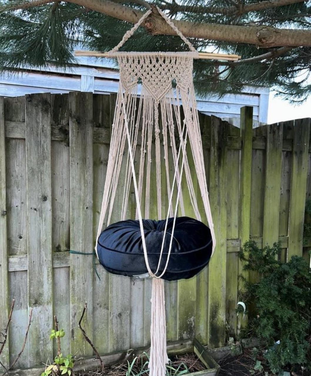 Nieuw! Handgemaakt! Macramé kattenhangmand