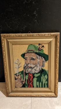 Retro lijst man met pijp,