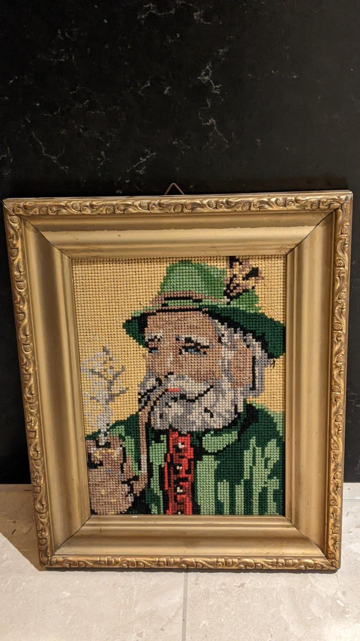 Retro lijst man met pijp,