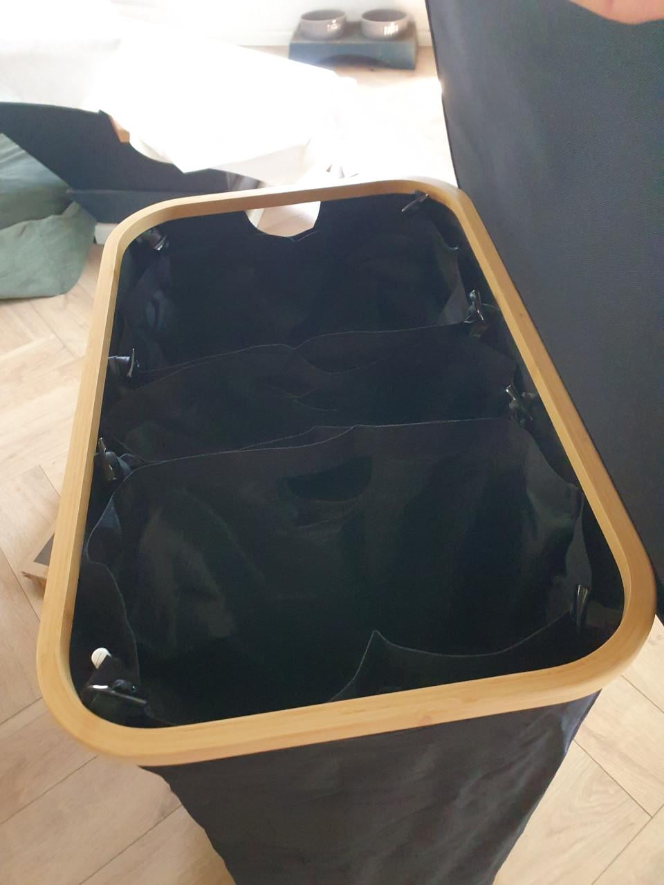 Bayt wasmand 3 vakken 160L • wassorteerder • zwart • nieuw