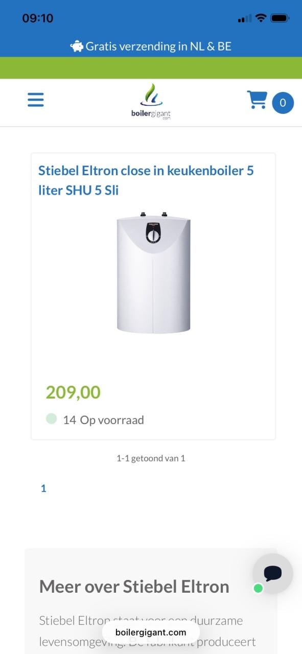 Stiebel Eltron boiler 5 liter