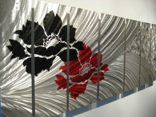 " Metal 2 Flowers "  prachtig Aluminium 7 luik Metal Art