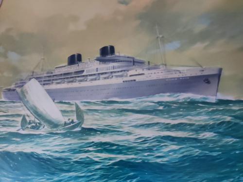 Prent van de Willem Ruys ingelijst 79 cm x 69 cm