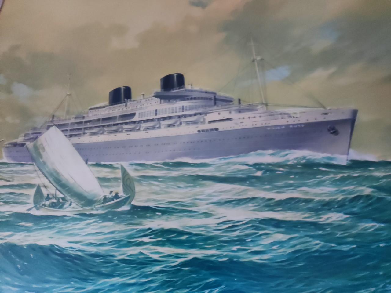 Prent van de Willem Ruys ingelijst 79 cm x 69 cm