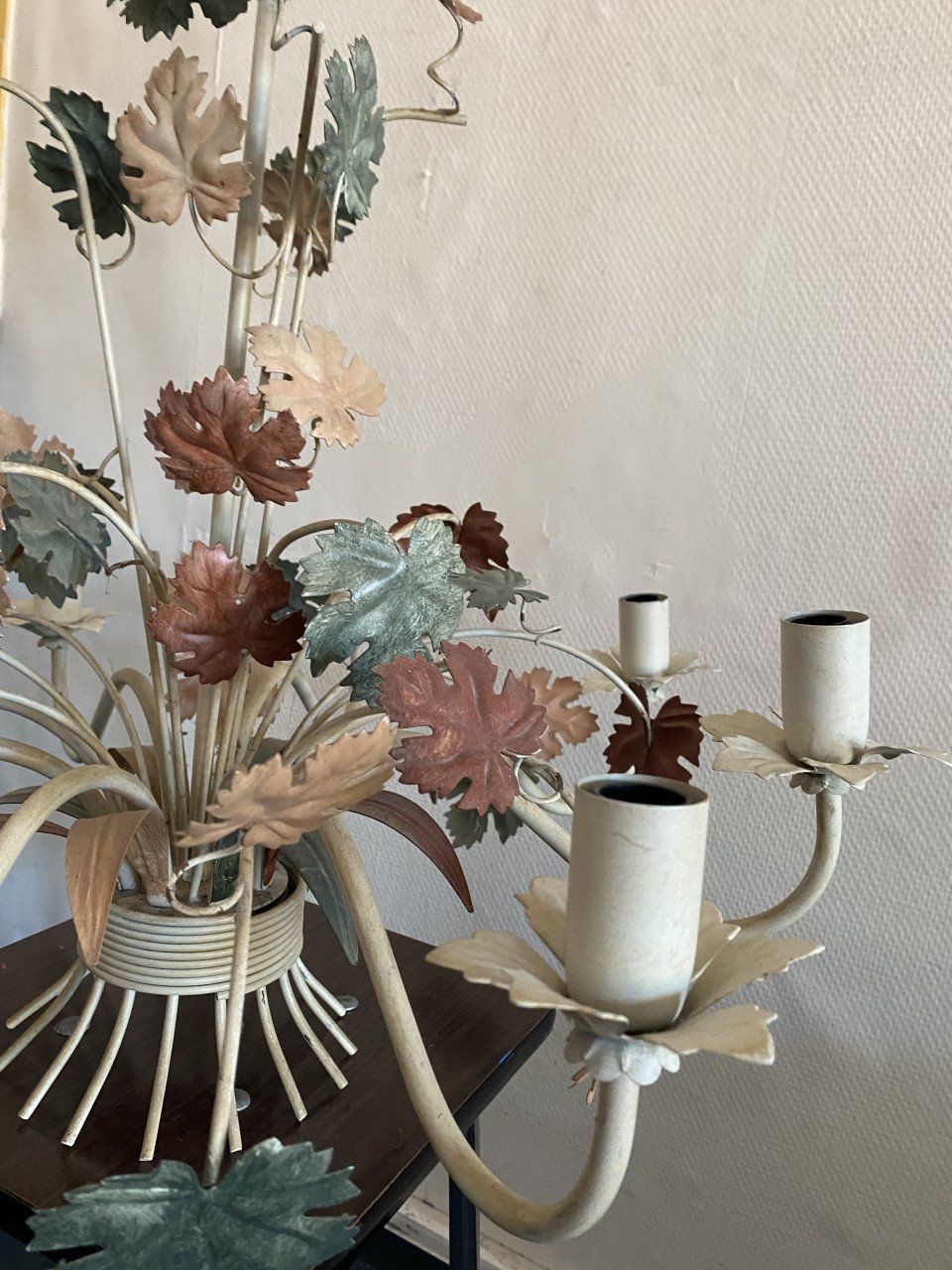 Kroonluchter met bladeren - Frans vintage antiek