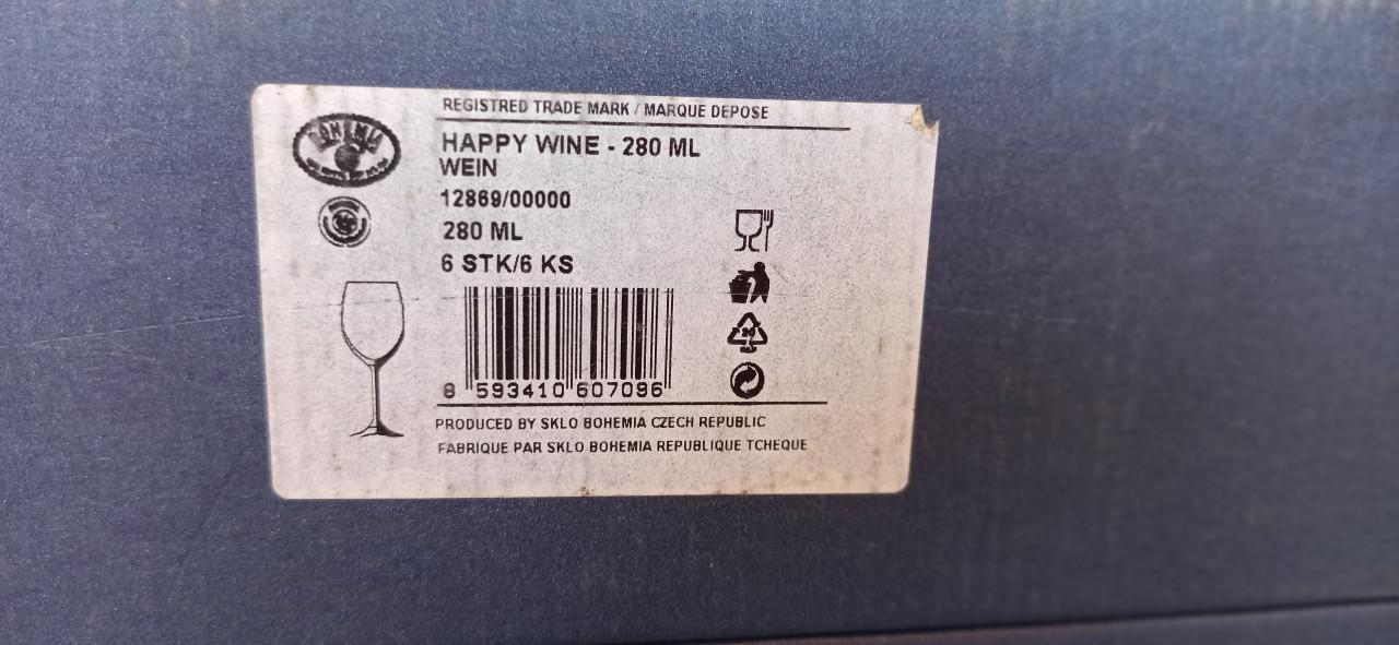 Happy Wine 2 * 6 glazen Bohemia Kristal (6 x rood + 6 x Bourgogne) - Nieuw