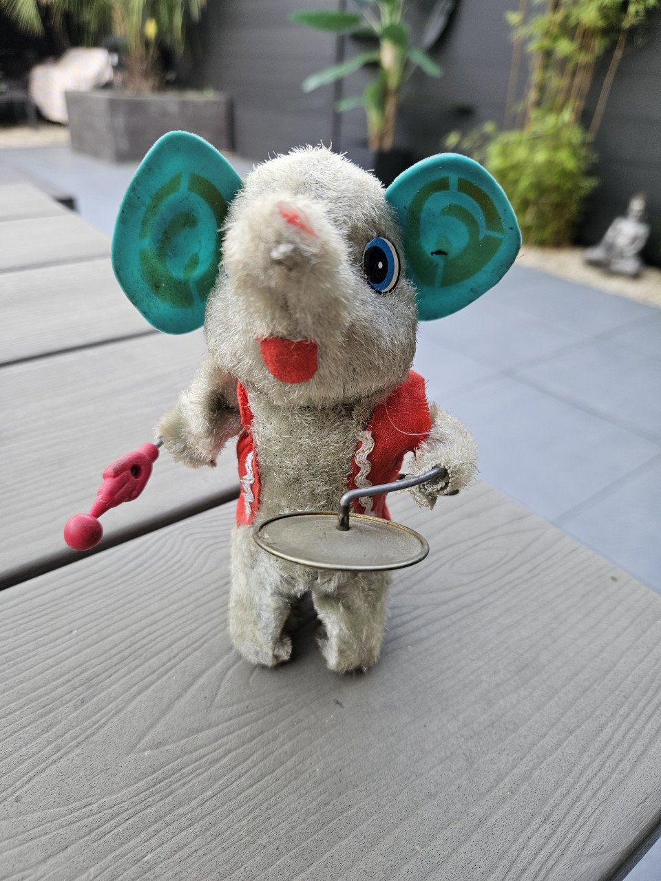 Jaren 50 duits vintage opwindbaar speelgoed olifantje met cimbalen...