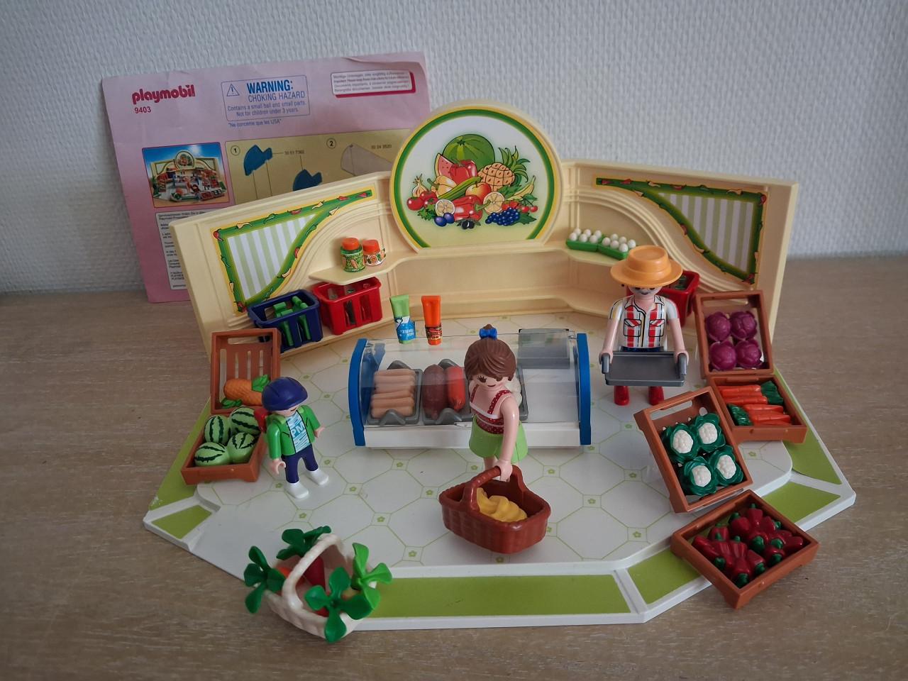 Playmobil winkel met fruit, groente, vlees, fris setnr 9403