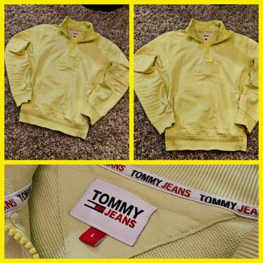 Tommy Jeans lichtgele half zip sweater – maat L