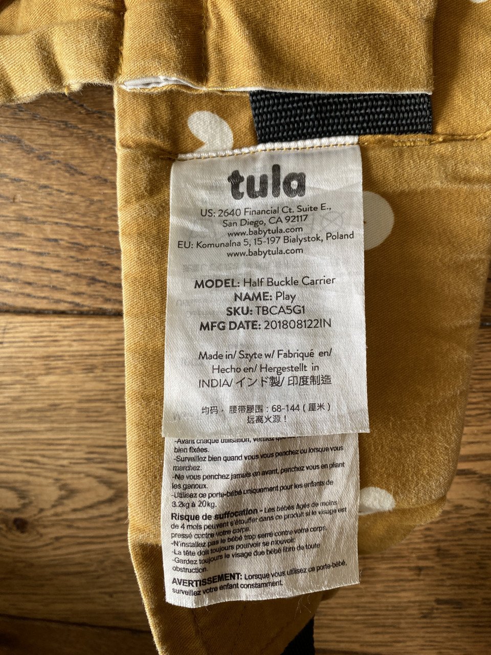 Tula draagzak half buckle carrier - oker met hartjes