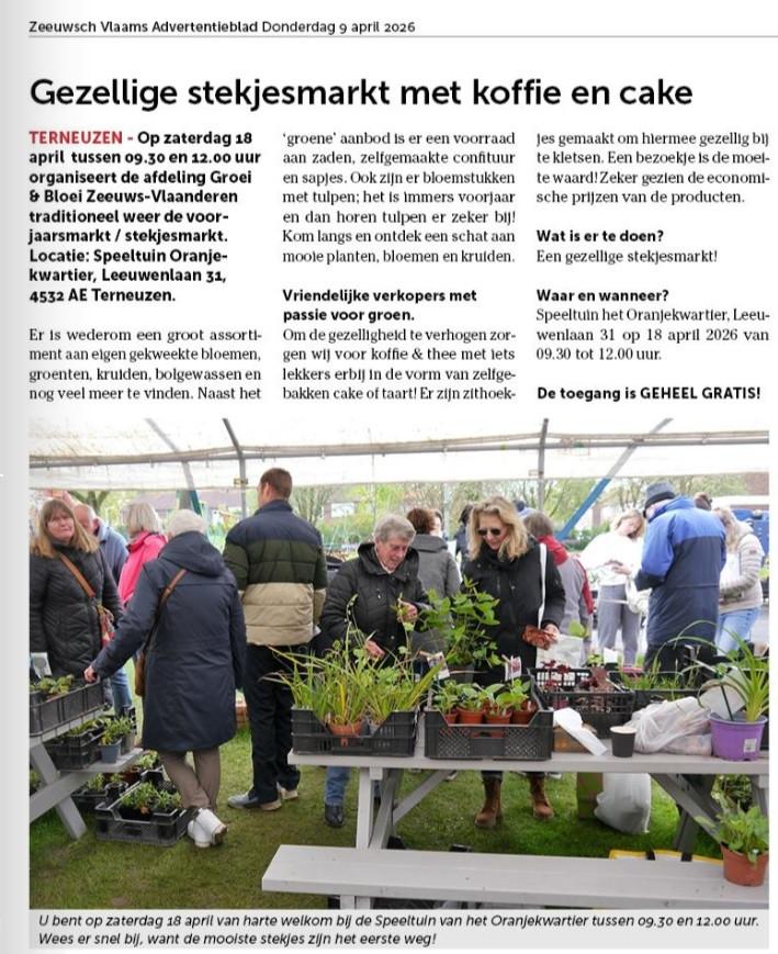 Stekjesochtend 18 april in Terneuzen ( Speeltuin Oranjekwartier )