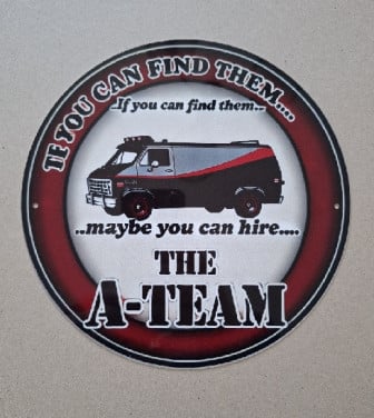 The A-Team Metalen Bordje