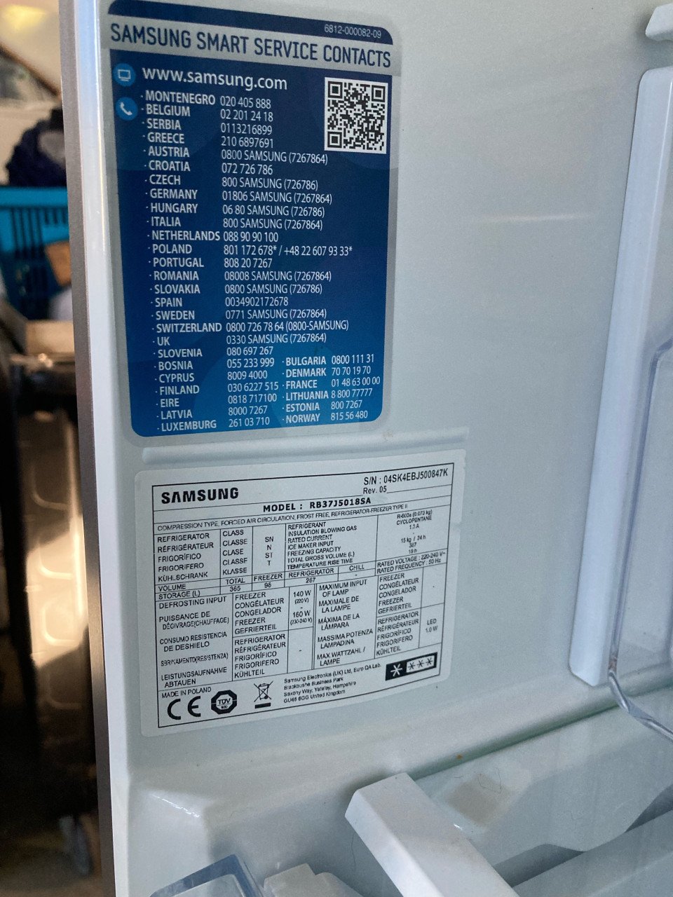 Samsung koel/vriescombi DEFECT 201cm hoog