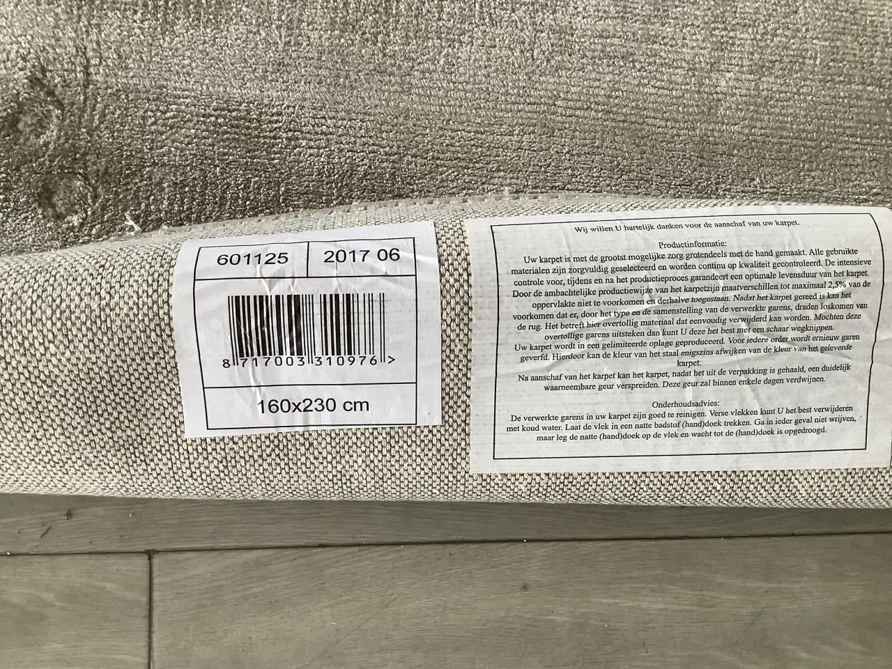 Karpet beige-grijs gemêleerd. AFM. 160x230cm