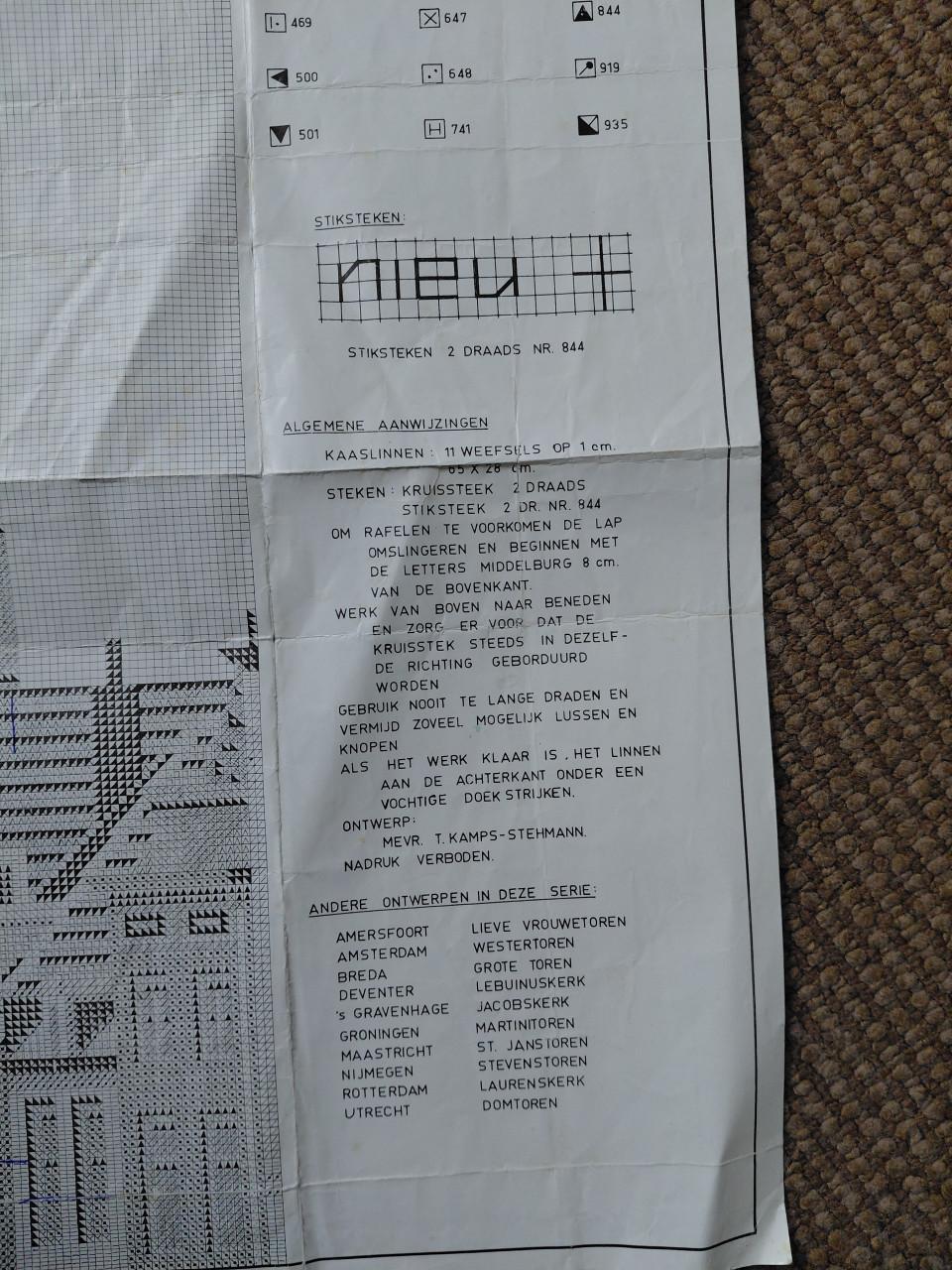 Borduurpatroon Lange Jan Middelburg