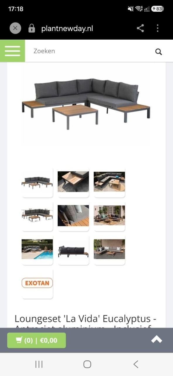 Exotan Aluminium Loungeset 246 x 246 cm (bezorging mogelijk)