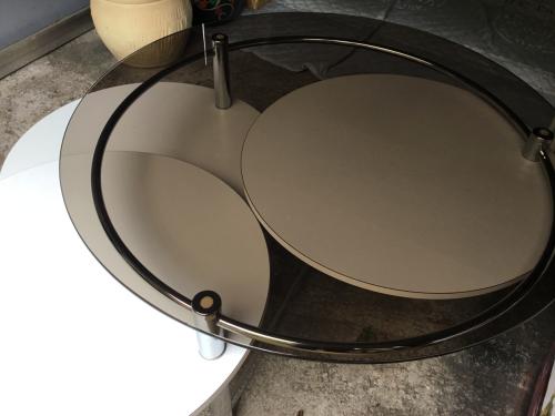 Vintage space age salontafel .Chroom/glas