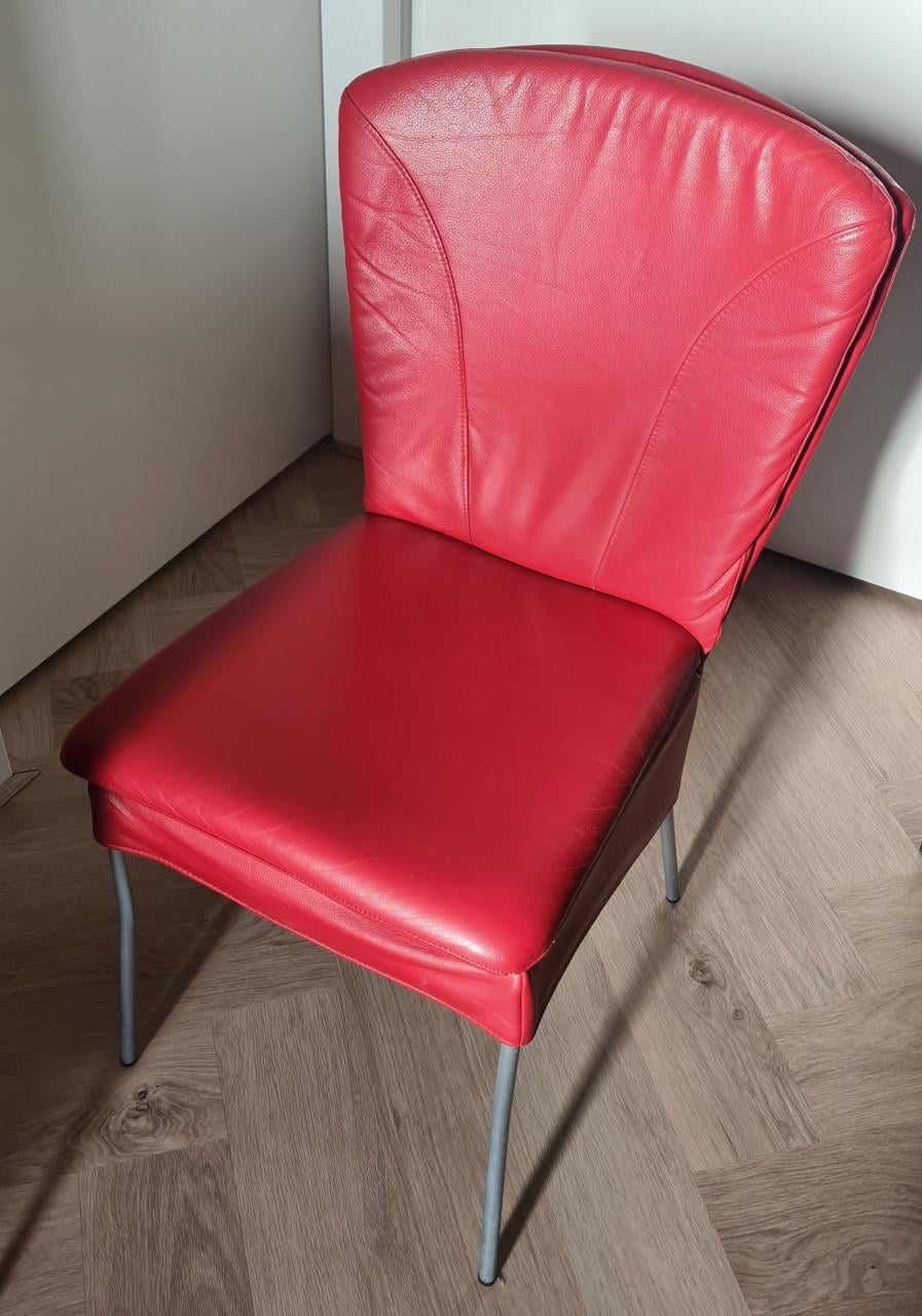 4 eetkamerstoelen rood leer