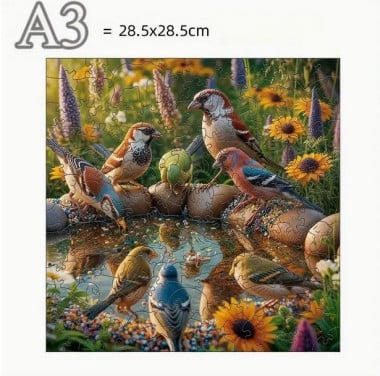 Houten puzzel A3 : drink vijver ( speciale dieren stukjes )
