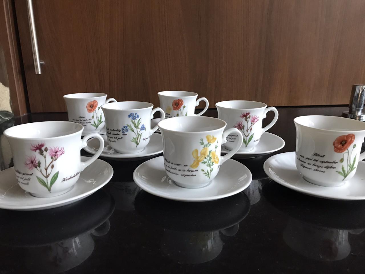 Kop en schotels bloemen Libelle