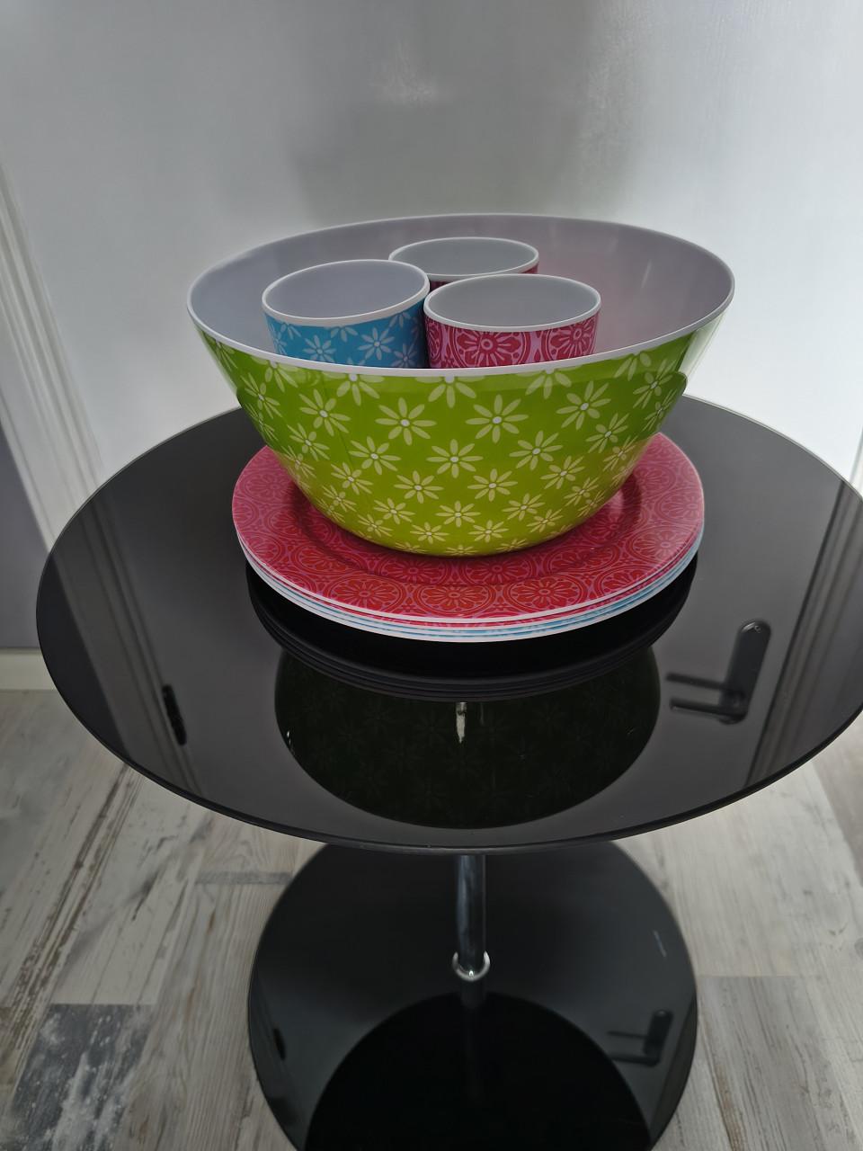 Blauw/rood/groen servies set