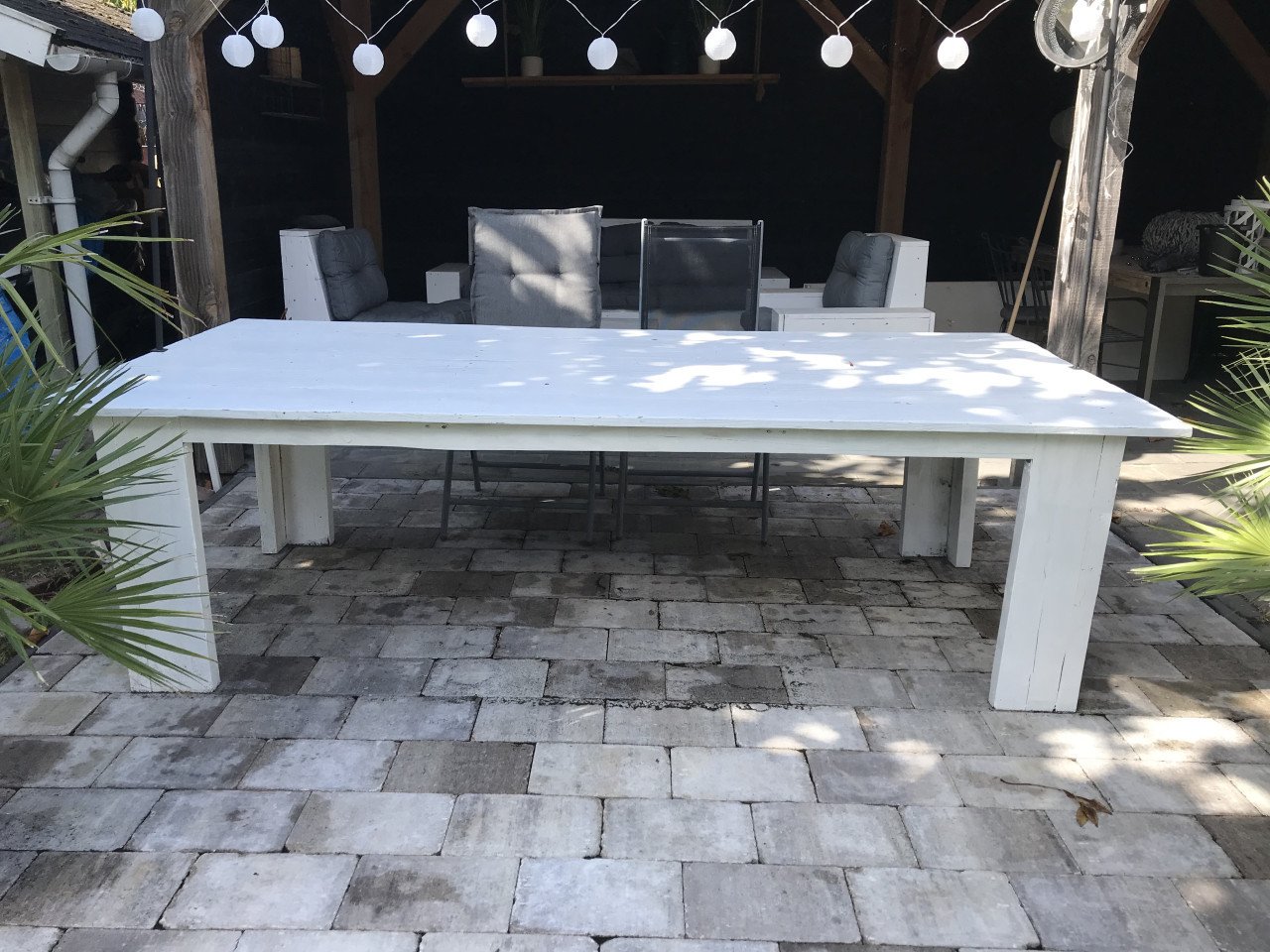 Loungeset van Douglashout, wit geverfd.