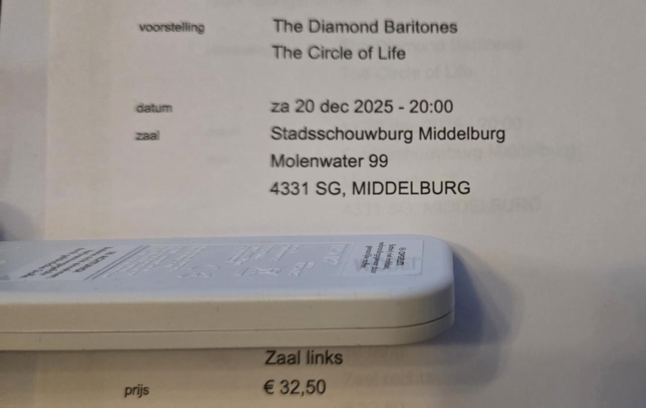 4 kaarten Middelburg Diamond Baritones zaterdag 20 december