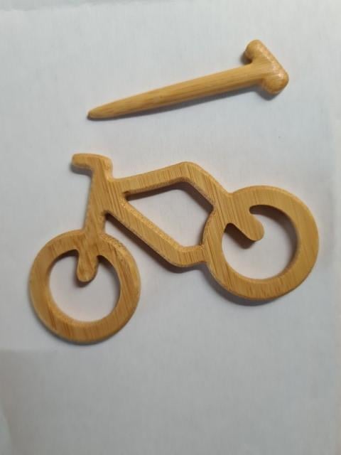 Broche fiets hout