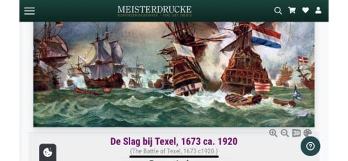 Schilderij, slag om Texel op canvas