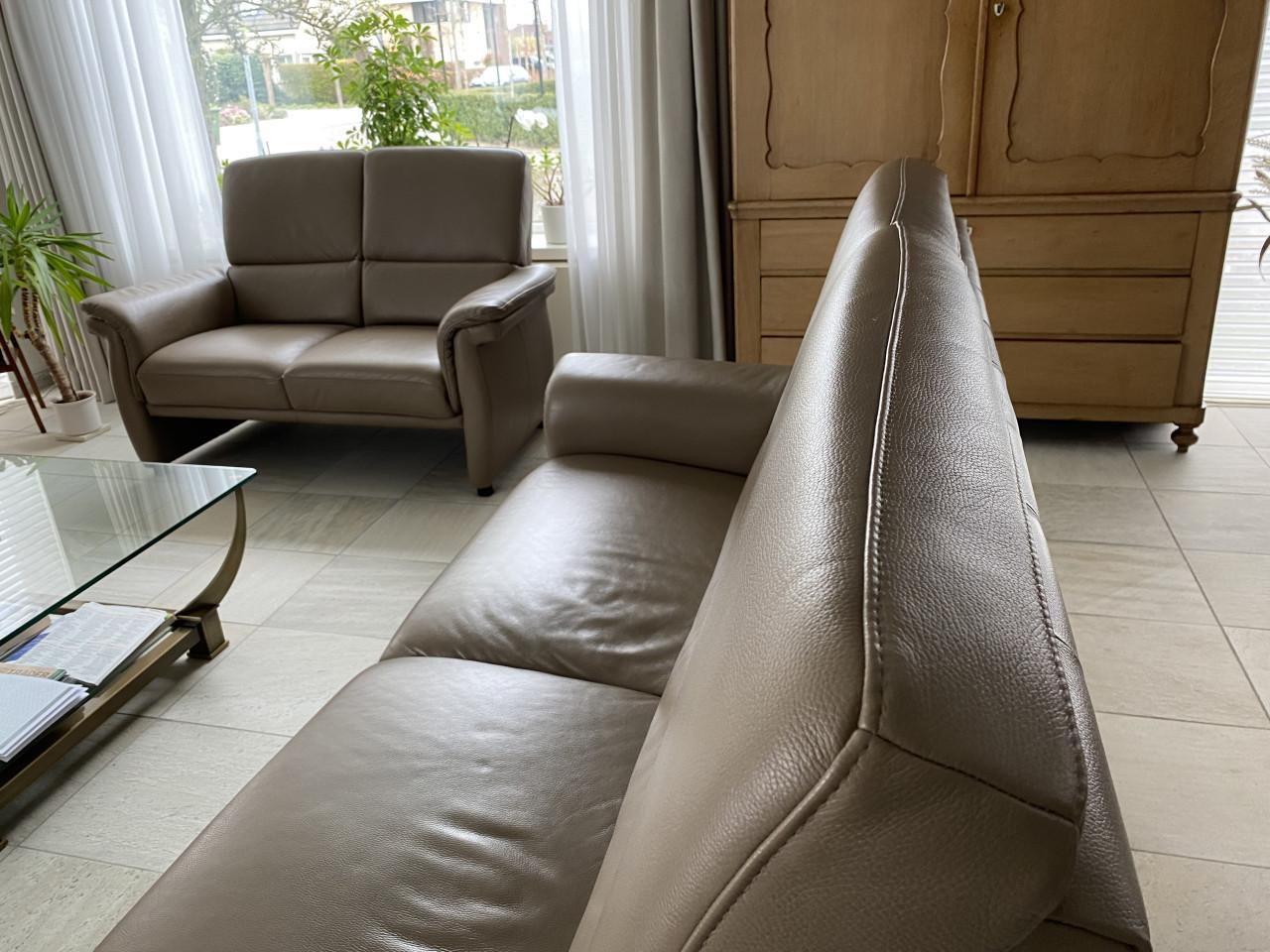 Prachtig leren beige bankstel