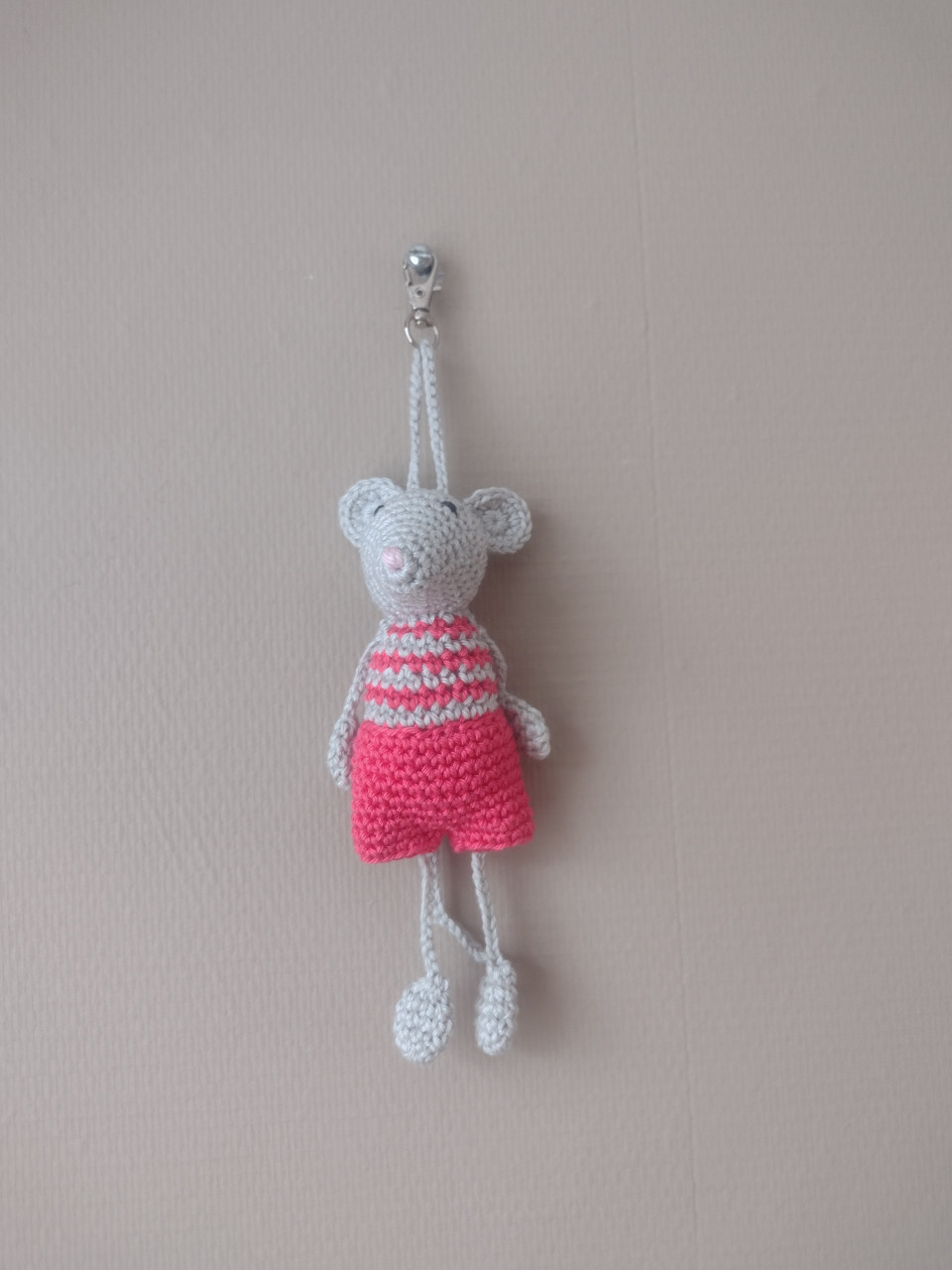 Gehaakte sleutel/tas hanger muis