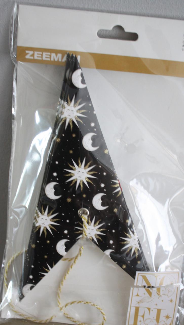 Nieuw in verpakking zwarte papieren kerstster met maanprint