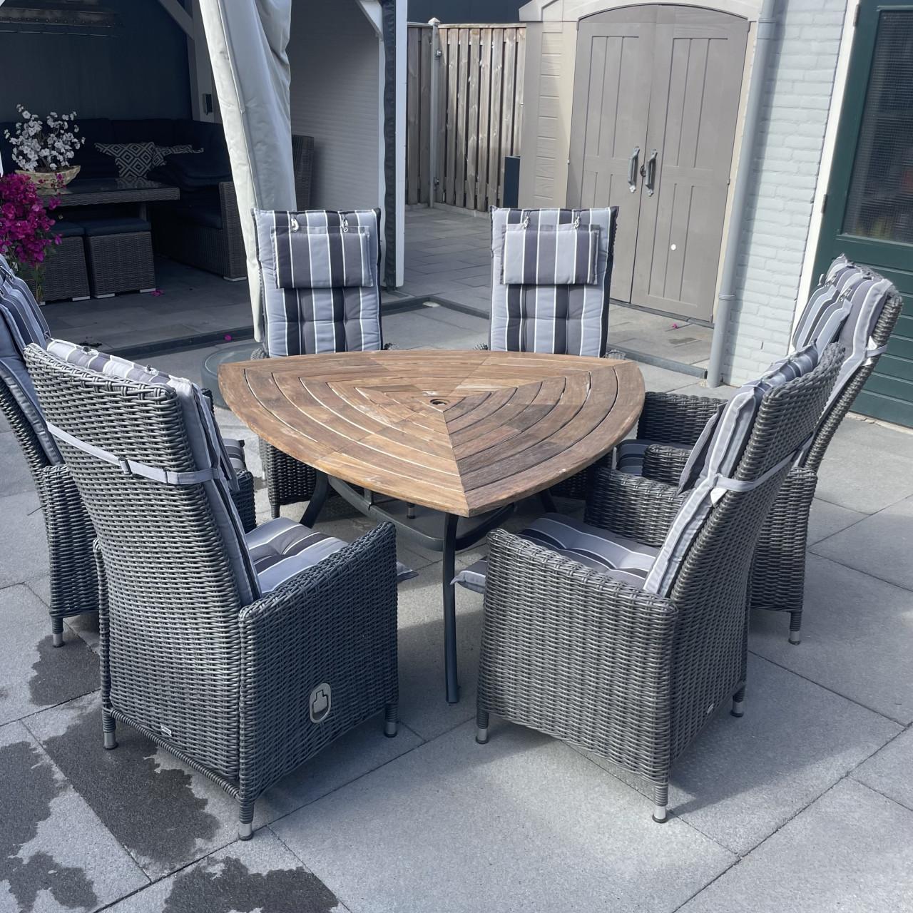 Tuinset met 6 stoelen en dikke kussens verstelbare stoelen