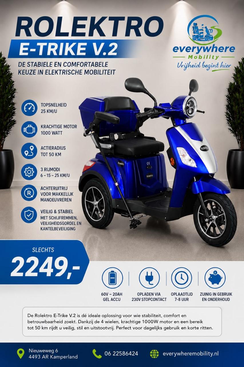 Rolektro V2 – Elektrische 25 km/u driewieler