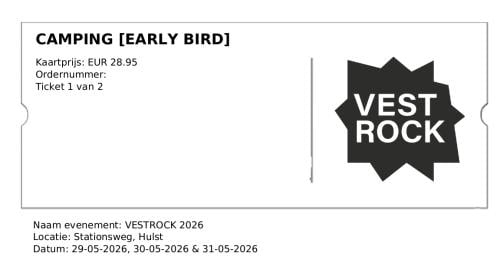 1 campingticket voor vestrock voor € 25