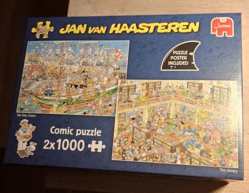 Jan van Haasteren puzzels 2 in 1: Tall ship chaos en de Bibliotheek