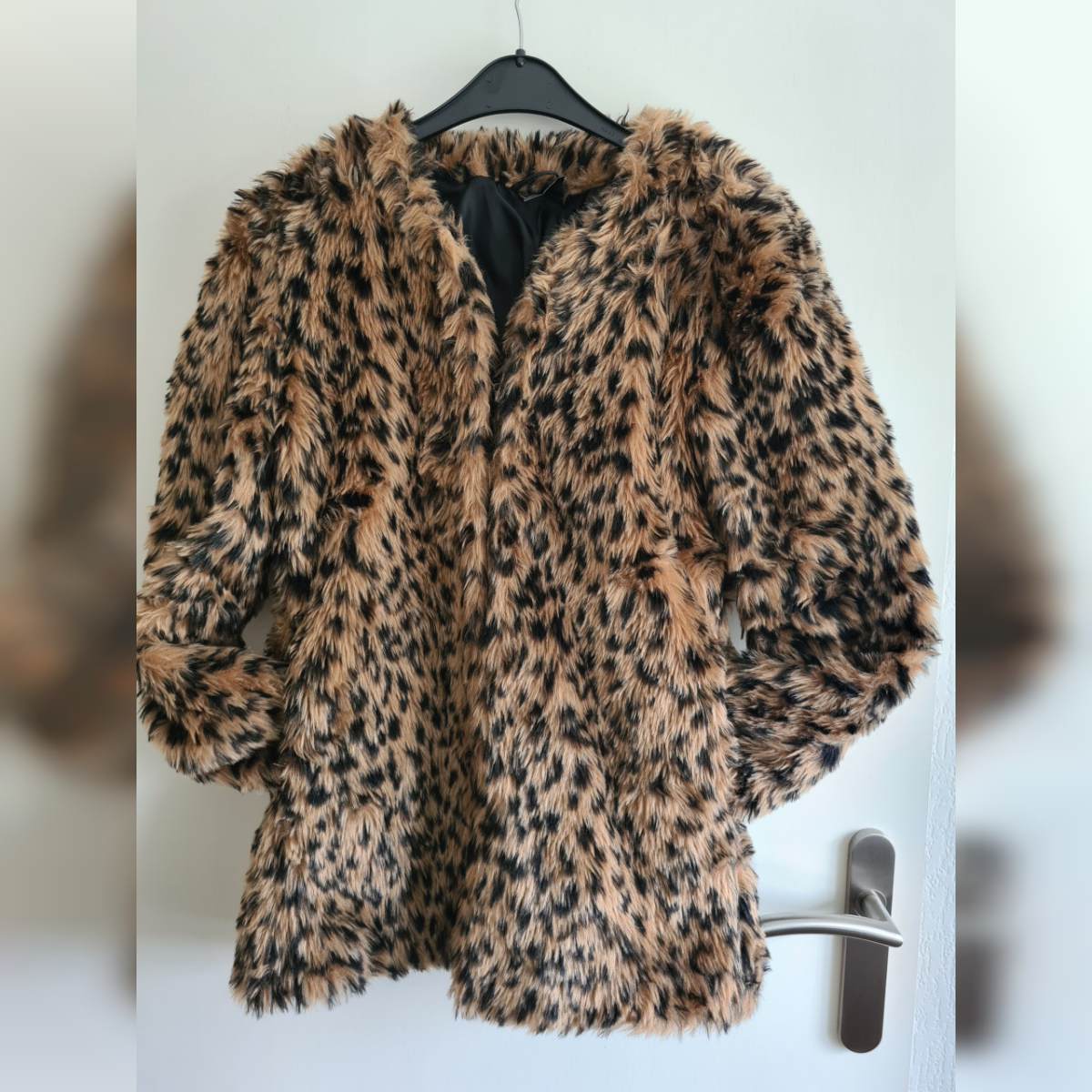 Rainbow Leopard Print Faux Fur Jas Maat 36