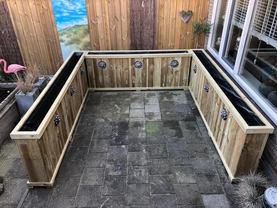 Zeeuwse knop bloembakken projecten ter inspiraties L225 x B35 x H85