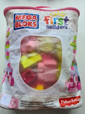Fisher-Price Mega Bloks First Builders bouwset in een roze tas