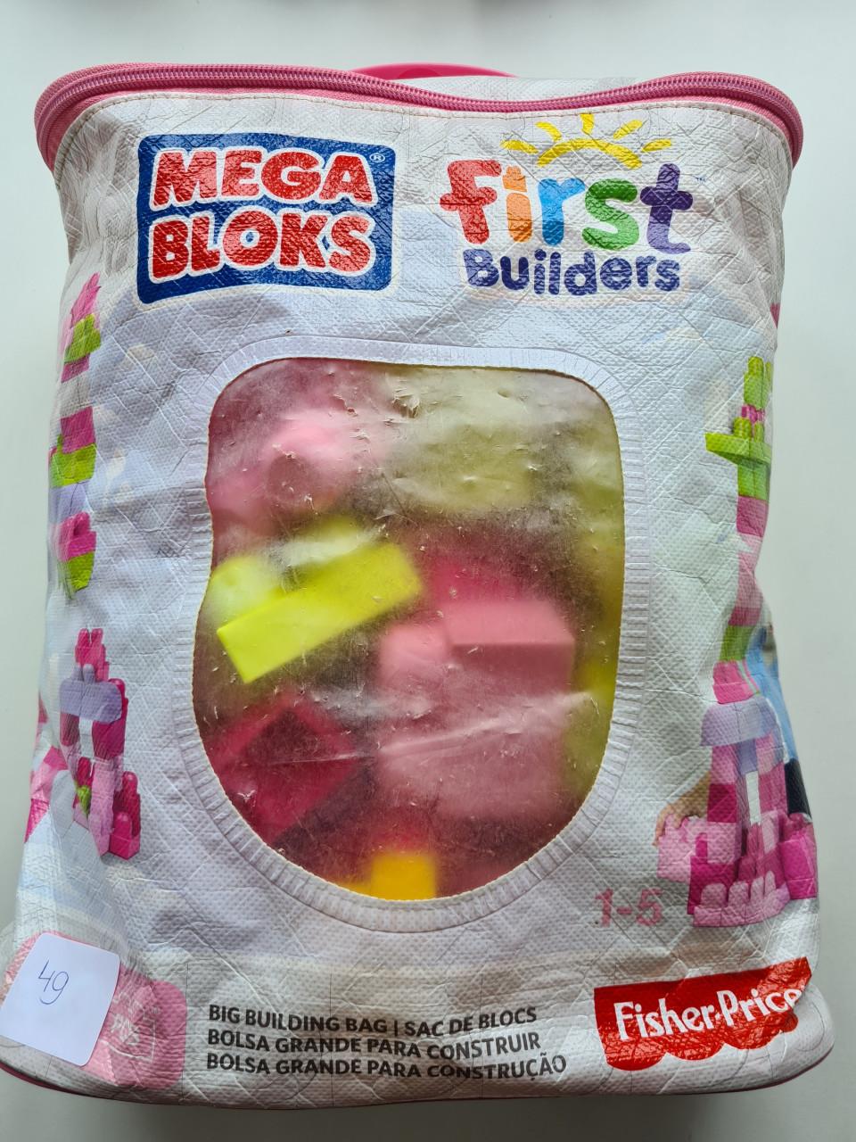 Fisher-Price Mega Bloks First Builders bouwset in een roze tas