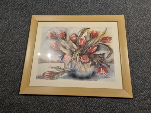 Houten wissel lijst met bloemenafbeelding